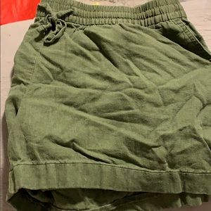 Green linen shorts
